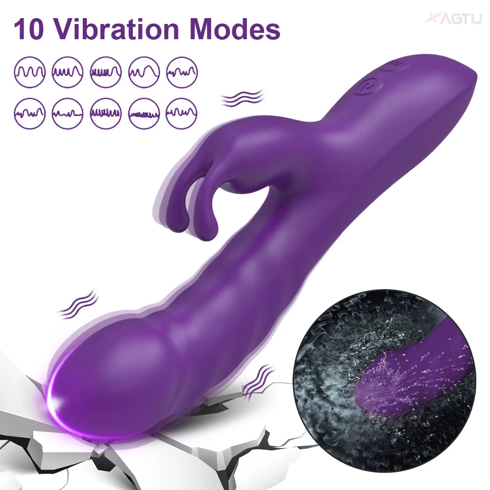 2 in1 G Spot Rabbit Vibrator for Women Nipple Clitoris Stimulator Dildo Massager Adults Masturbator Female Sex Toy for Adults 18+