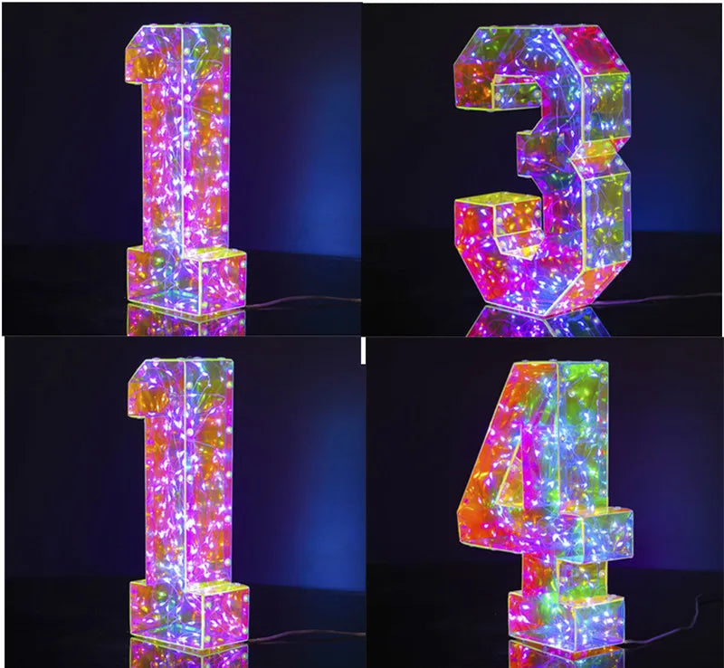 NEW Arrivals Novelty Laser Letters LED Luminous Alphabet Numbers Lights Illusory Christmas Decorative Lamps For Wedding Birthday Xmas New Year Eve Outdoor Garden Lawn Courtyard Decoration Accessories Supplies