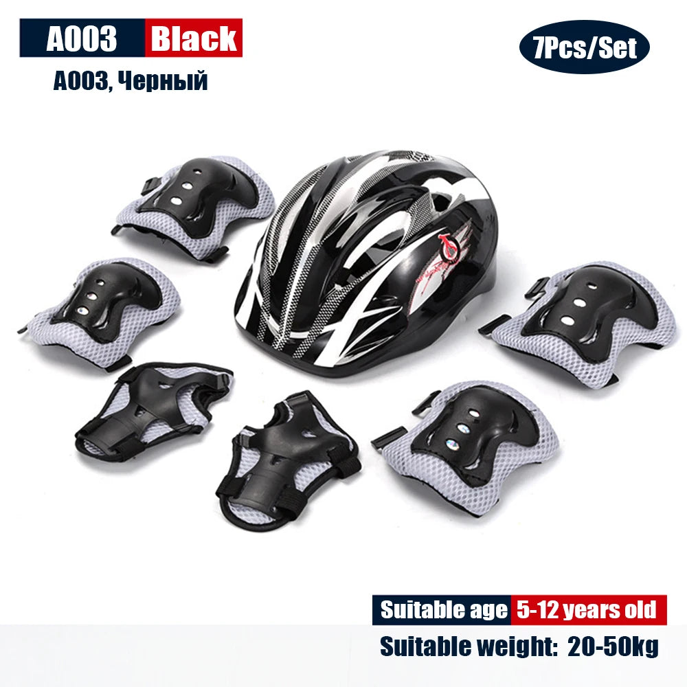 NEW SET Children Kids Adjustable Helmet Protective Gear Set Sports Knee Elbow Wrist Pads for Children Boys Girls Bike Skateboard Scooter Roller Outdoor Sports Supplies