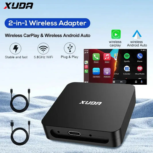 Wireless Car Play Android Auto Wireless Adapter Spotify For Mazda Toyota Mercedes Peugeot Volvo 2 in 1 Box Support Netflix