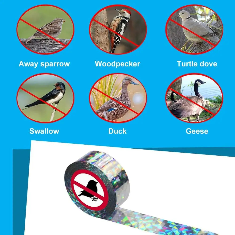 4 Rolls Set 200M Bird Repeller Tape Hawks Pigeon Flashing Reflective Repellents Anti-Bird Scare Double-Sided Ribbon Tape Garden Orchard Plants Flowers Fruits Protective Film Home Garden Tools Sets