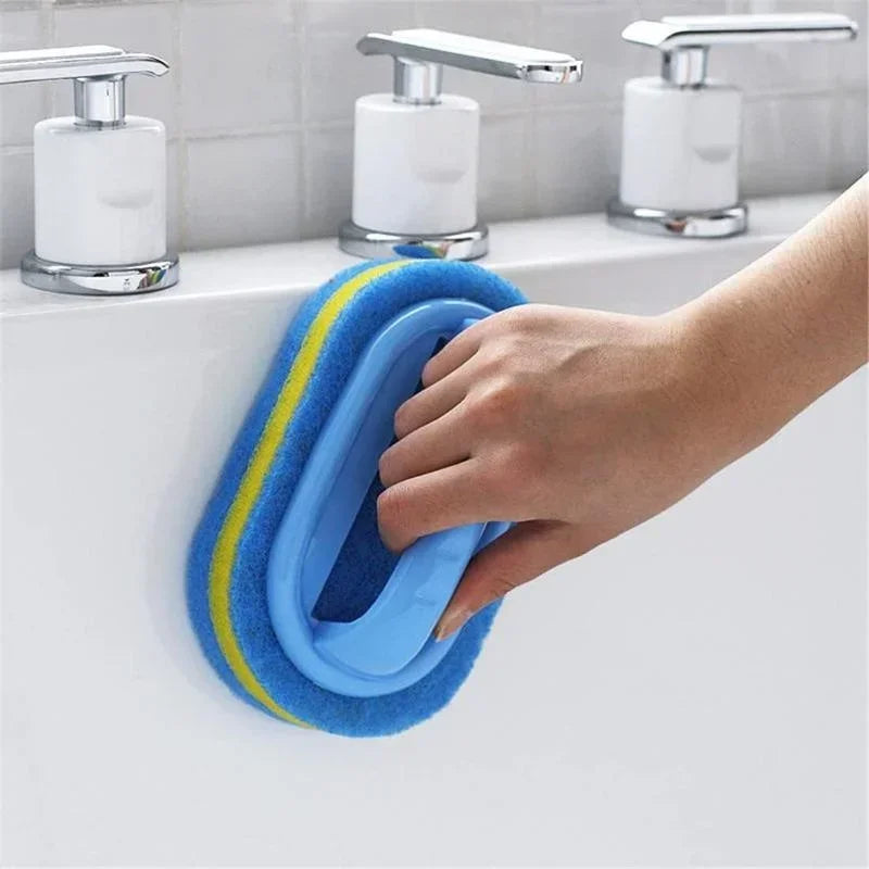 NEW 3PCS Set Sponge Cleaning Brush With Handle Bathtub Tile Scrub Brush Kitchen Bathroom Cleaning Sponge Brush Household Cleaning Supplies