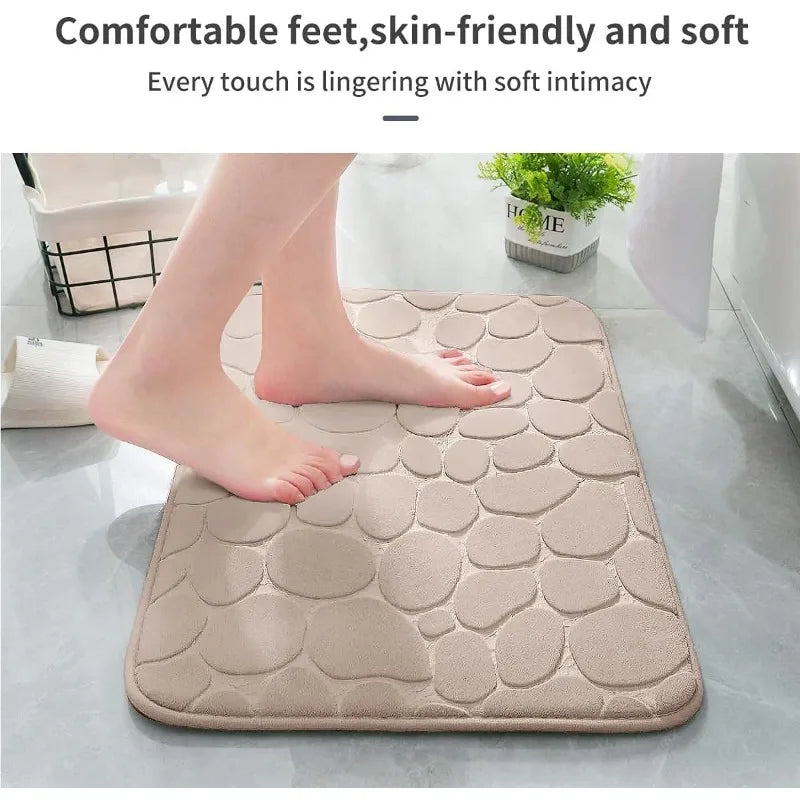 NEW Arrivals 4PCS Set Mat Non-Slip Carpets Cobblestone Embossed Bathroom Bath In Wash Basin Bathtub Side Floor Rug Shower Room Doormat Memory Foam Carpets Bathroom Accessories