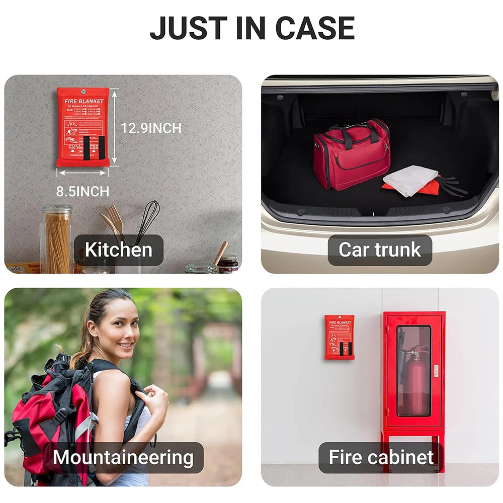 NEW 5PCS Set Portable Emergency Fire Blanket Retardant Fire Suppression Large Blanket Survival Shelter Safety Cover Fire Extinguisher Fireproof Mat Fire Products