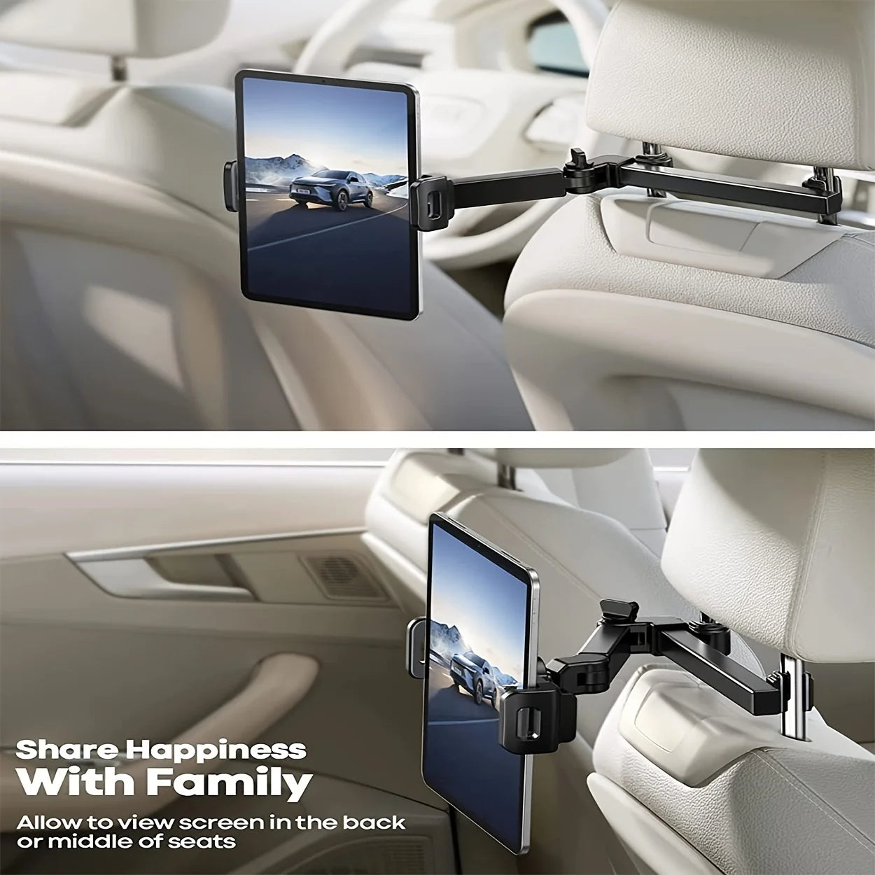 Universal Car Tablet Holder Adjustable Headrest Mount Cradle Compatible with iPad Pro Air Galaxy Tabs Other Tablets Cell Phones