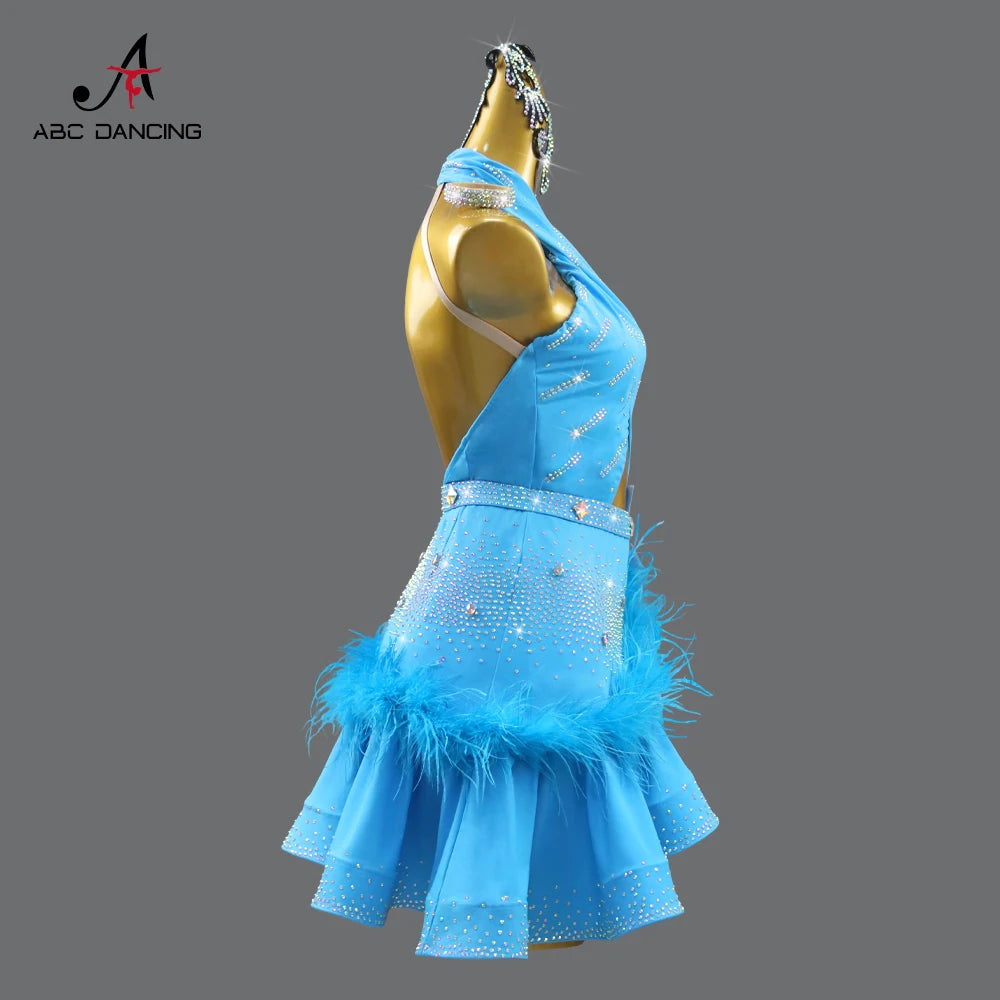 New Arrivals Adults Ladies Girls 2XXS-2XXL  Latin Dance Dress with Jewelry Ornaments Stage Outfit For Women Line Suit Ballroom Competition Dancing Clothes Dancewear skirt Girl Party Costume Prom Customized Ladies Dancing Dres