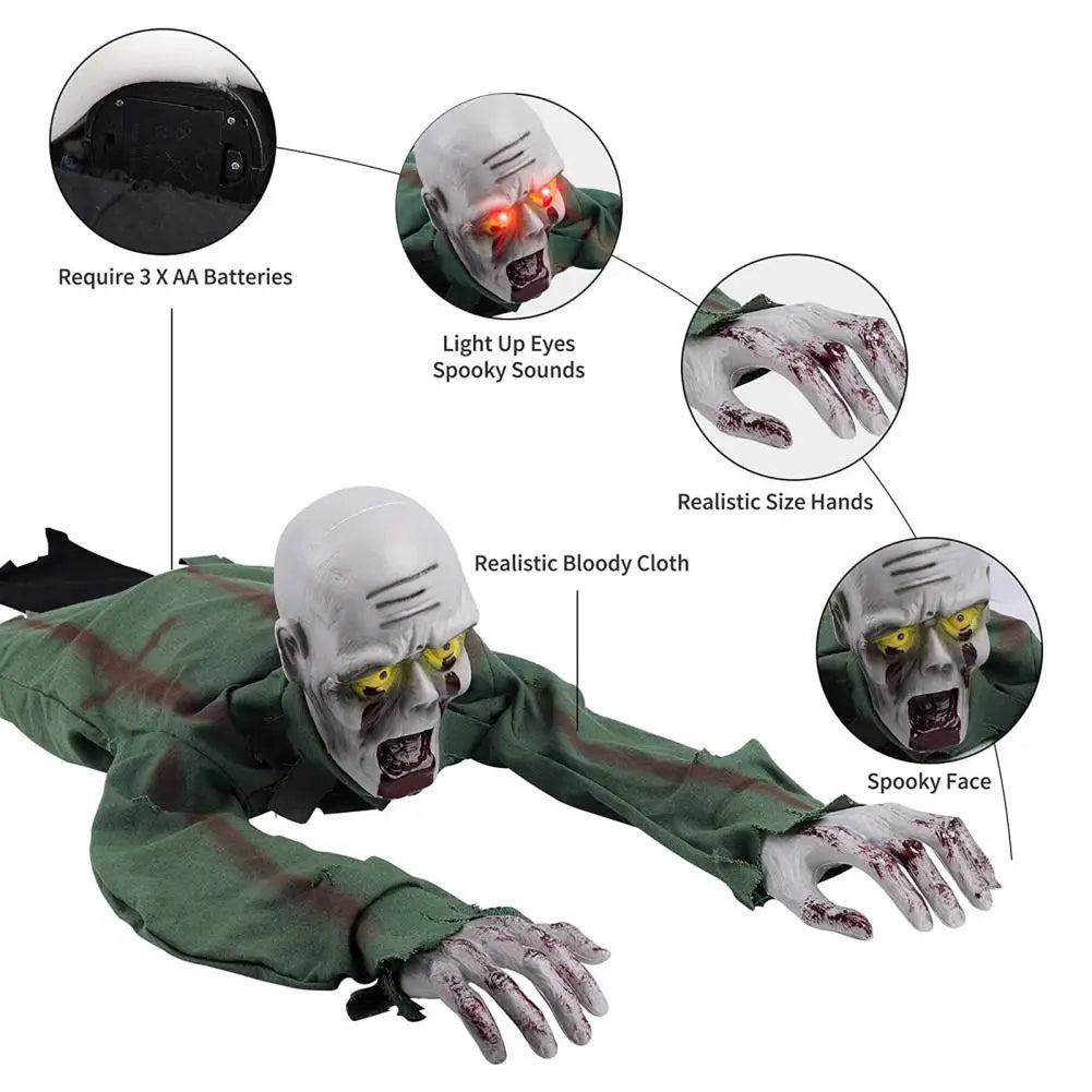 NEW Arrivals Halloween Crawling Ghost with Realistic Postures Spooky Halloween Crawling Ghost Decoration with Sound Glowing for Haunted House Outdoor Garden Lawn Courtyard Decor