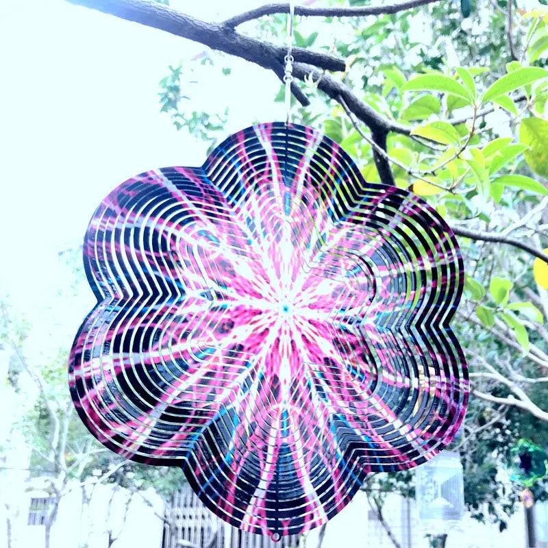 NEW Arrivals 5 Patterns Wind Spinner Chimes Home Garden Outdoor Colorful Metal Mirror Snowflake And Lightning Stainless Steel 3D Rotating Windchime