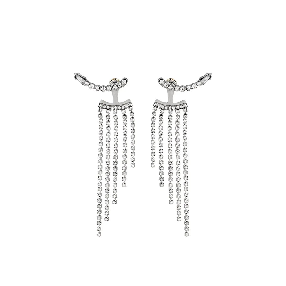 Korean Full Rhinestone Long Tassel Drop Earrings for Women Exquisite Luxury Zircon Crystal Earrings Female Jewelry Wholesale