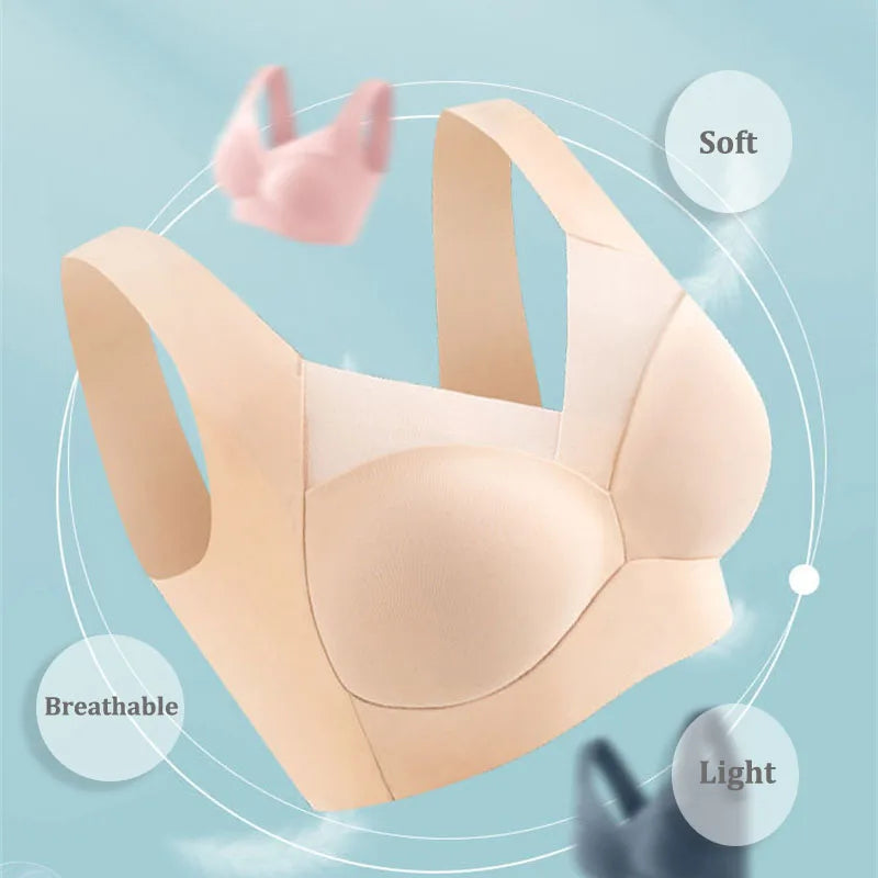 NEW Arrivals 5PCS Set L-3XL  Women Sports Bras Full Cup Brassiere Female Sexy V Neck Lace Splicing Bralette Large Wireless Size Soft Sleepwear Lingerie