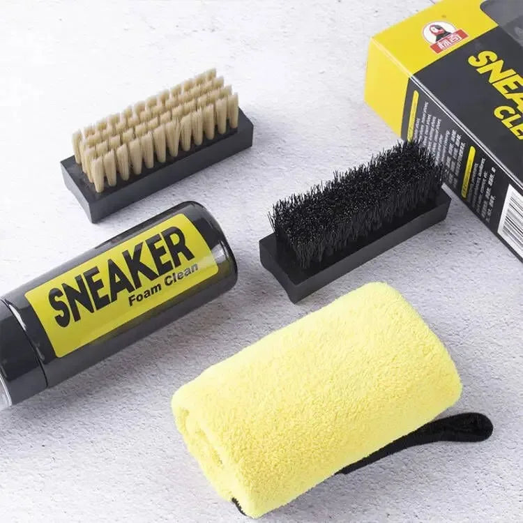 NEW 4PCS Set Sport Sneakers Shoes Cleaner Premium Water-Free Foam Sneaker Brush Towel Set Footwear Work on White Suede Boot 150ML Dry Cleaning Kit Sports Supplies