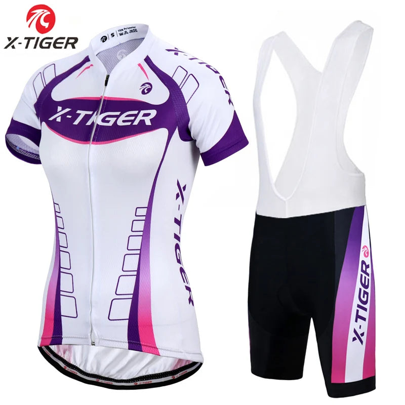 NEW Arrivals S-3XL Plus Size 3 Colors/Patterns X-Tiger Women's Cycling Jersey Set Summer Anti-UV Cycling Bicycle Clothing Quick-Dry Mountain Female Bike Clothes Cycling Set