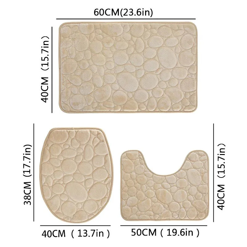 NEW Arrivals 3PCS Set 12 Colors Quick Drying Slip Water Absorption Anti Bathroom Mat Thickened Bathroom Toilet Carpet Machine Washable Fabric Bathroom Accessories