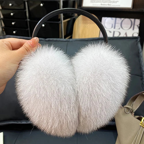 New Winter Real Fox Fur Earmuffs 14 Colors for Women Natural Fox Fur Scarves Dual use Genuine Warmer Plush Earmuff Outdoor Solid Fur Scarf