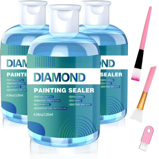 3PCS + Brushes Set Green/Blue/Pink Color Diamond Painting Sealer Kits 120ML/240ML  Diamond Art Sealer Puzzle Glue Diamond Painting Accessories