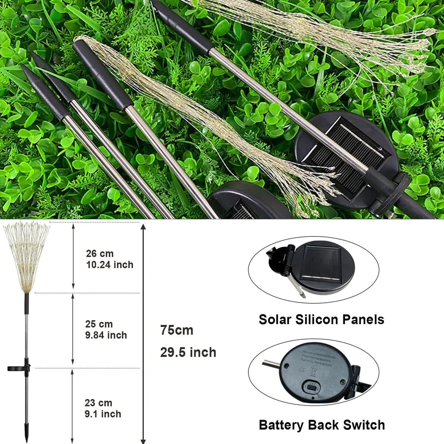 NEW 4PCS Set Solar Firework Light Outdoor Garden Lights 200 LED Stake Landscape Light for Garden Pathway Courtyards Wedding Christmas Decor Home Garden Lighting Decoration Supplies