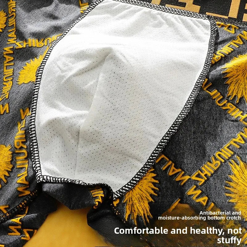 NEW Arrivals L-3XL Plus Size Ultra-Thin Ice-Silk Men's Underwear Extended 7A Cotton Antibacterial Flat-Crotch Shorts Breathable Summer Sexy Boxer Briefs