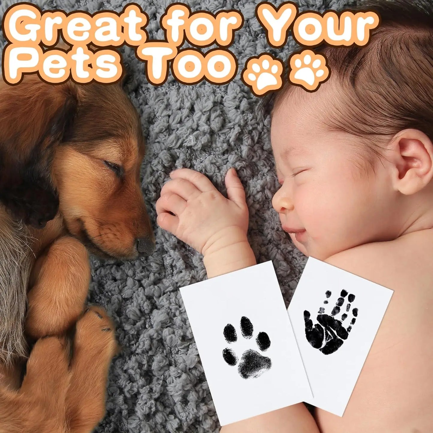 NEW Arrivals Pets Babies Paw Print Clean Touch Ink Pad, Dog Or Cat Pet Owner Keepsake, DIY Inkless Nose and Pawprint Impression Making Kit