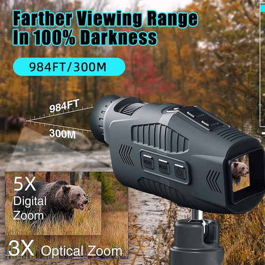 NEW Night Vision Goggles,1080P 64GB Card  Digital Night Vision Monocular, Infrared Monocular Save Photos/Videos, Thermal Imaging Telescopes Outdoor Camping Hunting
