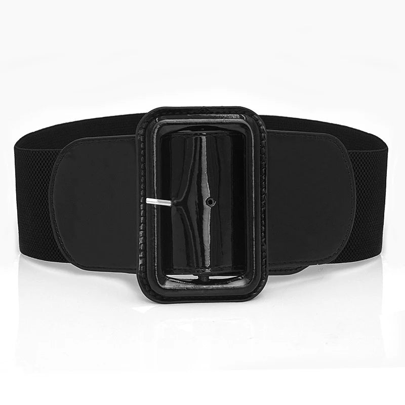 Plus Size Black/Red/White Luxury Stretch Cummerbunds Women Female Wide Black Corset PU Leather Canvas Belt Big Dress Waistband Designer Belts Girls Ladies Luxury Fashion Apparel Accessories Clothing Products