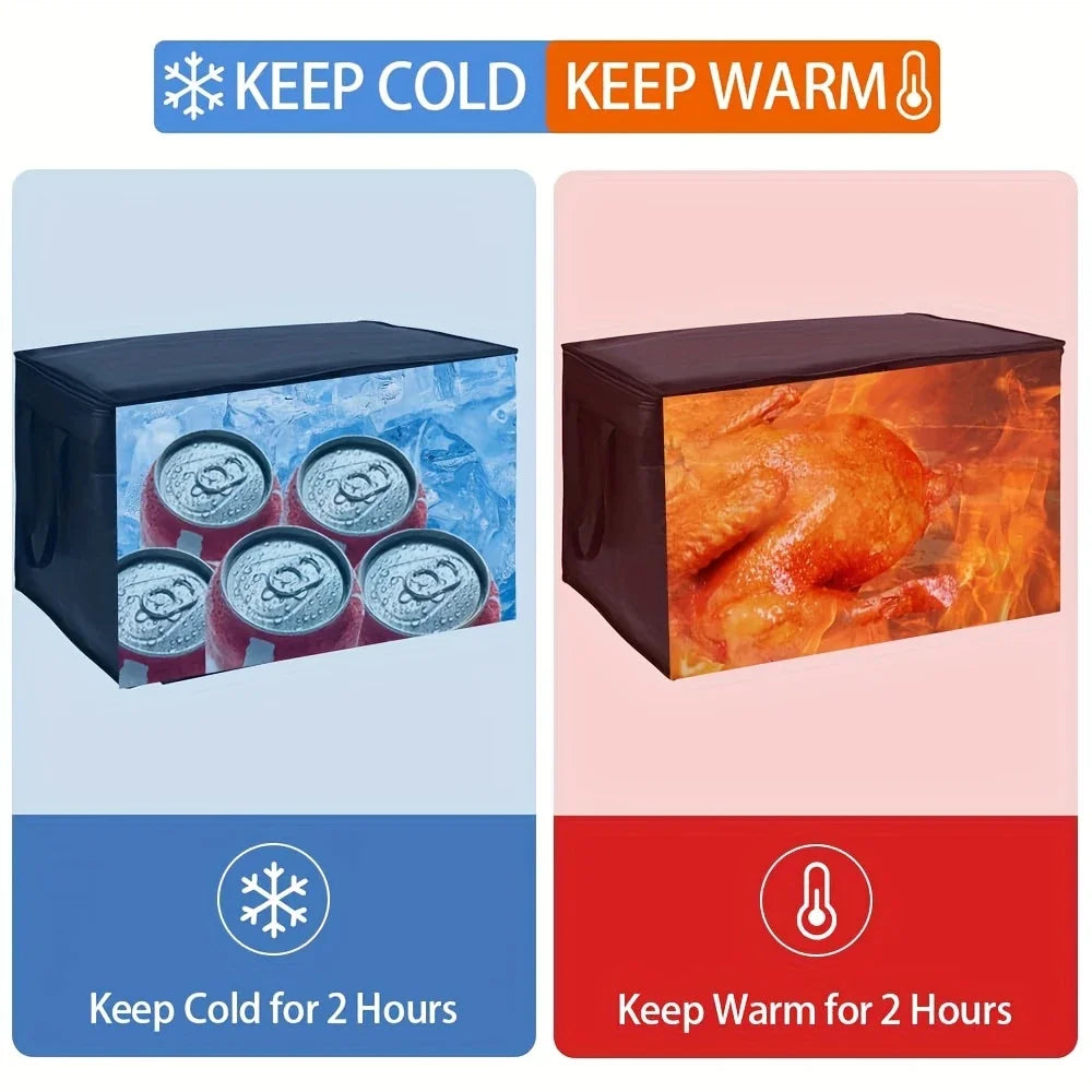 NEW 79L Large Cooler Black/Red Color Box Picnic Bag Thermal Insulated Cooler Bag with 4 Cup Holder Camping Drink Bento Bags BBQ Zip Pack Picnic Accessories Camping Supplies