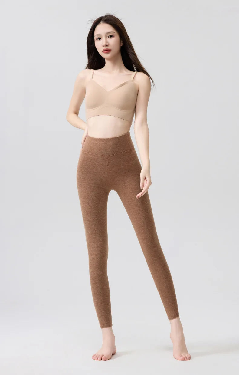 M-5XL Plus Size Chubby Women Thermal Leggings 7A Antibacterial Cashmere Silk Winter High Waist Elastic Pantyhose Warm Pants Outdoor Running Hiking Fitness Women Sports Clothing Supplies