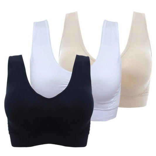 3PCS Set Sports Bra Women Seamless Bra Breathable Underwear Wireless With Pads Push Up Bra Plus Size