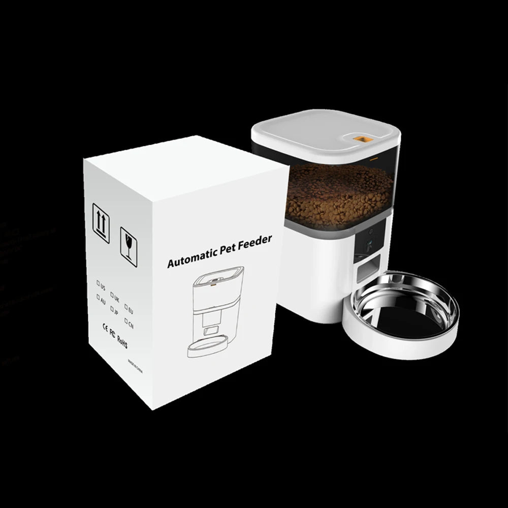 NEW Arrivals 4L Double Bowl Timing Feeder APP Smart Pet Feeder Dog Food Automatic Dispenser with Camera Suitable for Small Cats and Dogs Remote Feeding Accessories Pets Supplies