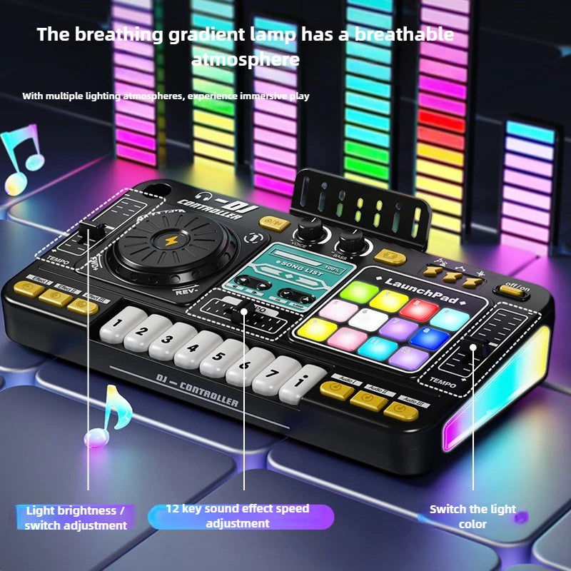 Children Musical DJ Mixer with Microphone Light Bluetooth DJ Turntable Educational DJ Console Junior Music Toy Kids Gifts
