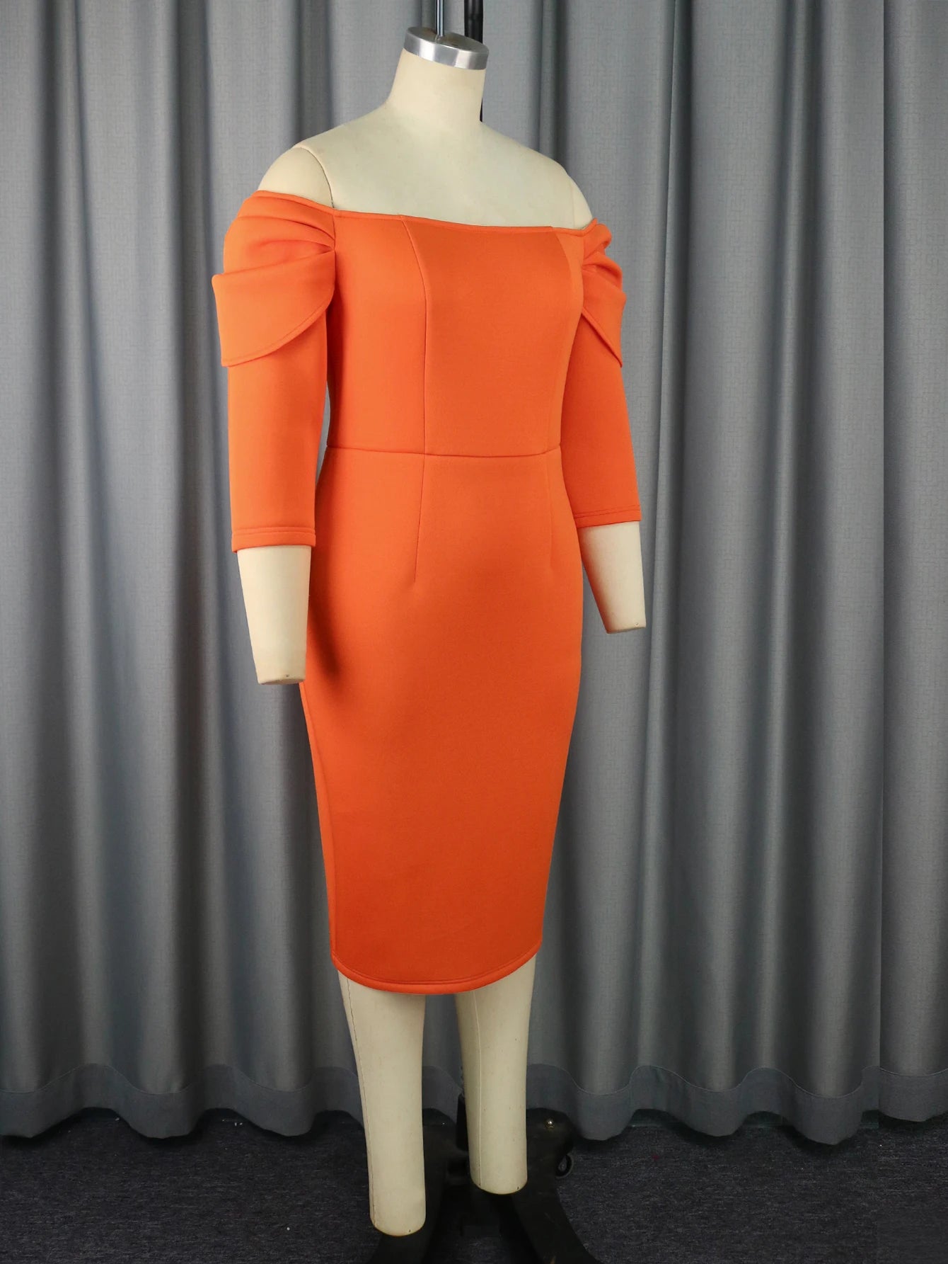 Plus Size Women Dress Bodycon Party Sexy Off Shoulder Three Quarter Sleeves Birthday Gowns Female Occasion Wedding Guest Spring