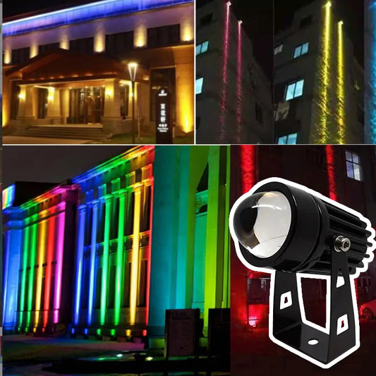 NEW Outdoor LED Wall Spotlight 12W Home Landscape Lighting 110V 220V Red Green Blue RGB Remote Lights Waterproof One Beam Home Outdoor Decoration Supplies