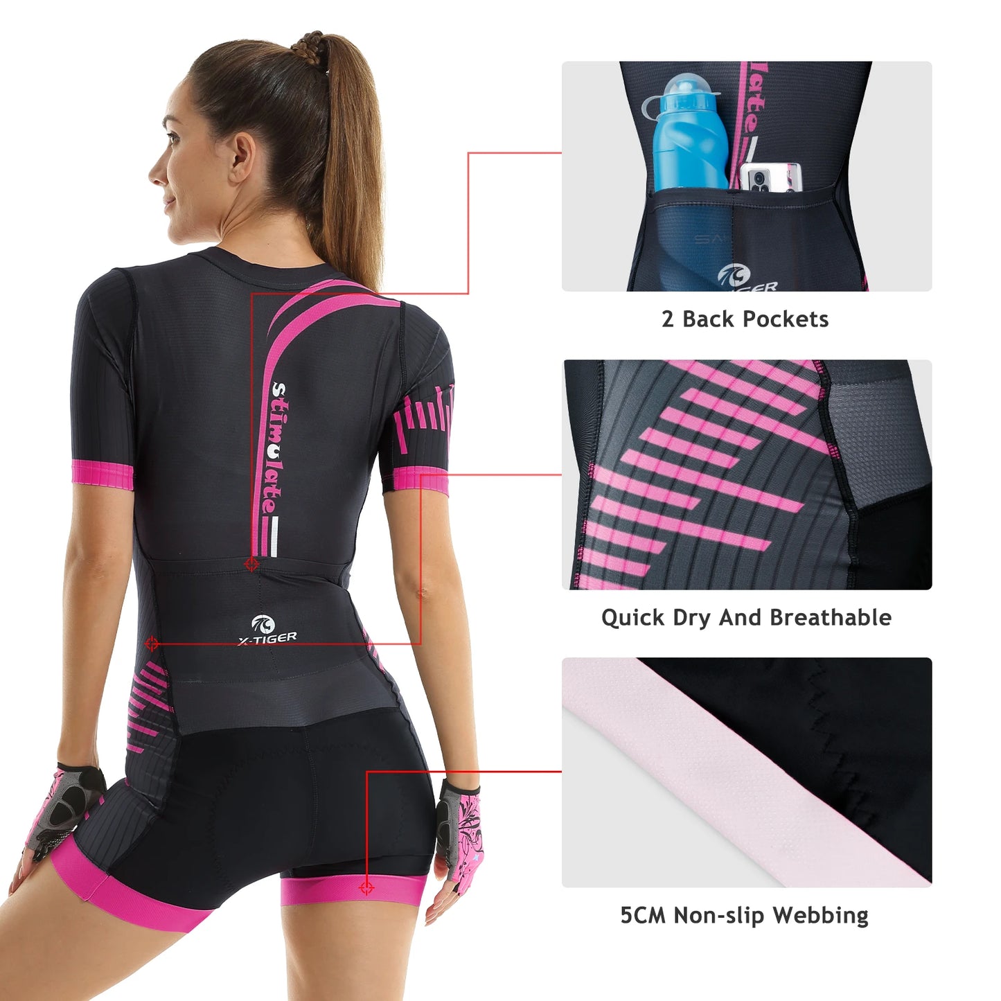 Women's Triathlon Short Sleeve Cycling Jumpsuit Breathable Summer Macaquinho Ciclismo Feminino Bicycle Clothing