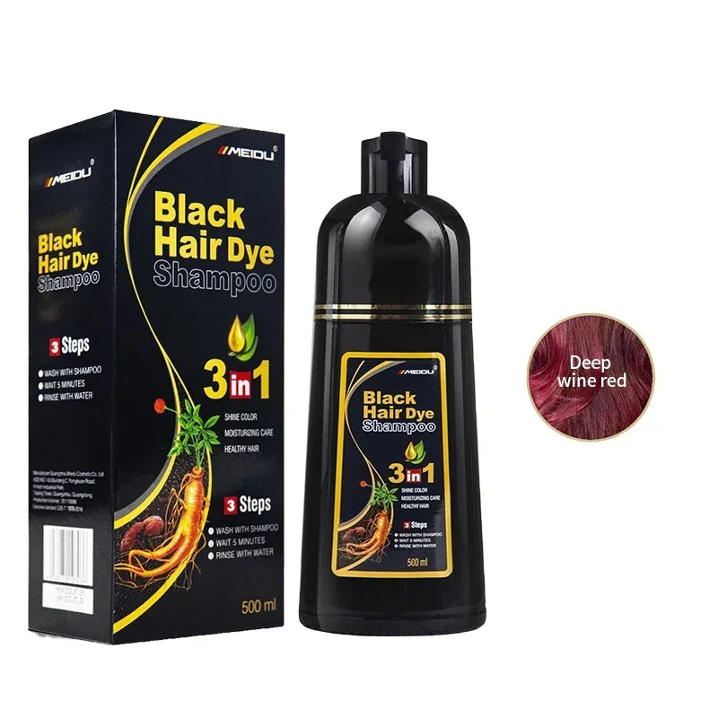 NEW 500ml Korean Hair Dye Shampoo 3 in1 Darkening Hairs Instant Gray To Black Polygonum Multi-Florum Natural Coloring Cover Men Women Hair Care Supplies