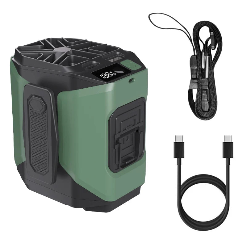 New 10000mAh Waist Fan with Power Bank & Flashlight - High Speed Portable Fan USB Rechargeable for Hiking Running Outdoor Camping Travel