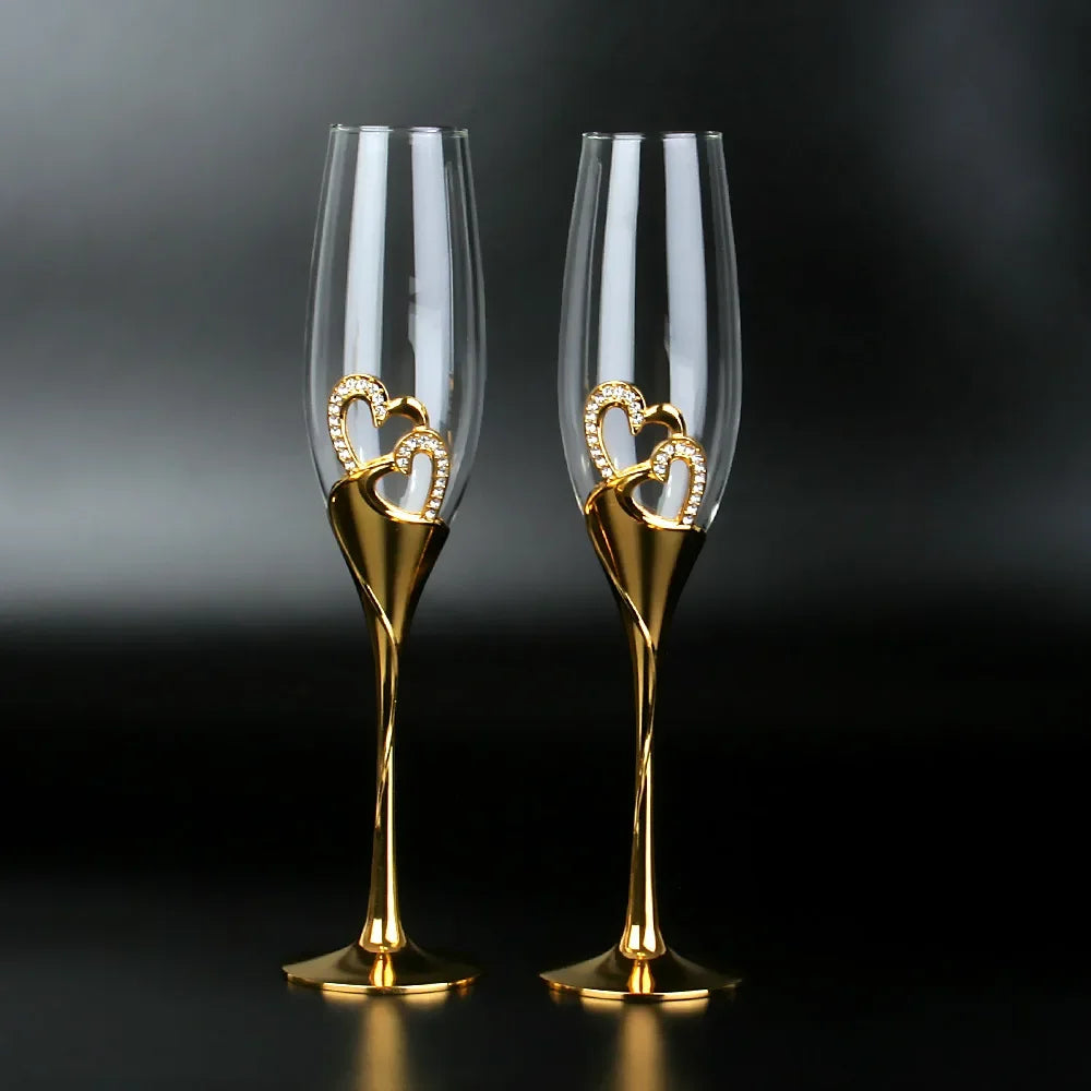 2 PCS Set 400ML Crystal Bubble Champagne Glass Red Wine Cup Set Wedding Luxury Gifts Transparent Porcelain Glass High Foot Red Wine Glasses