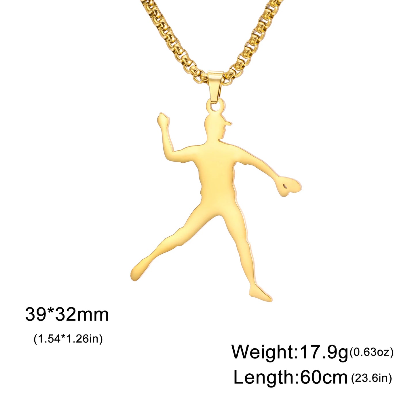Baseball Gold Necklace Teen Boy Neck Chain Stainless Steel Pendant Necklace Fashion Sport Jewelry Men Sport Enthusiast Gifts