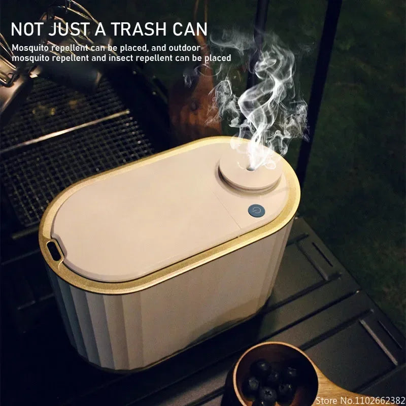NEW 4L Aromatherapy Trash Can Bathroom Desktop Wastebasket Outdoor Mini Smart Trash Can Home Electronic Garbage Bin Sensor Wastebin Home Office Cleaning Supplies