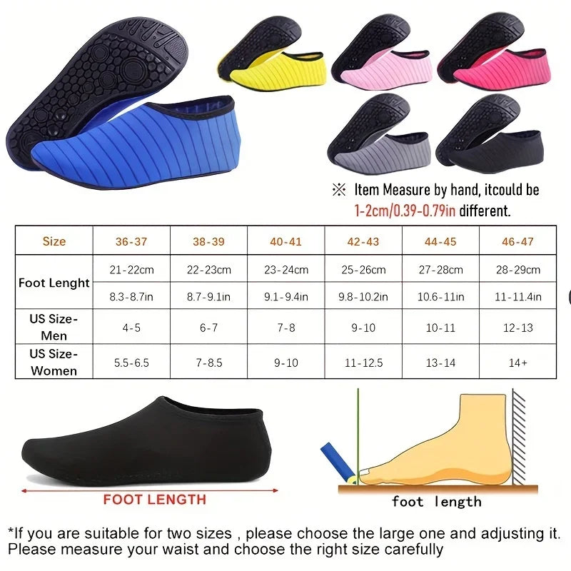 35-45 Large Size 7 Colors 1 Pair Water Shoes Women Men Barefoot Socks Anti-Slip Quick-Dry Men Beach Swim Water Cycling Sports Shoes