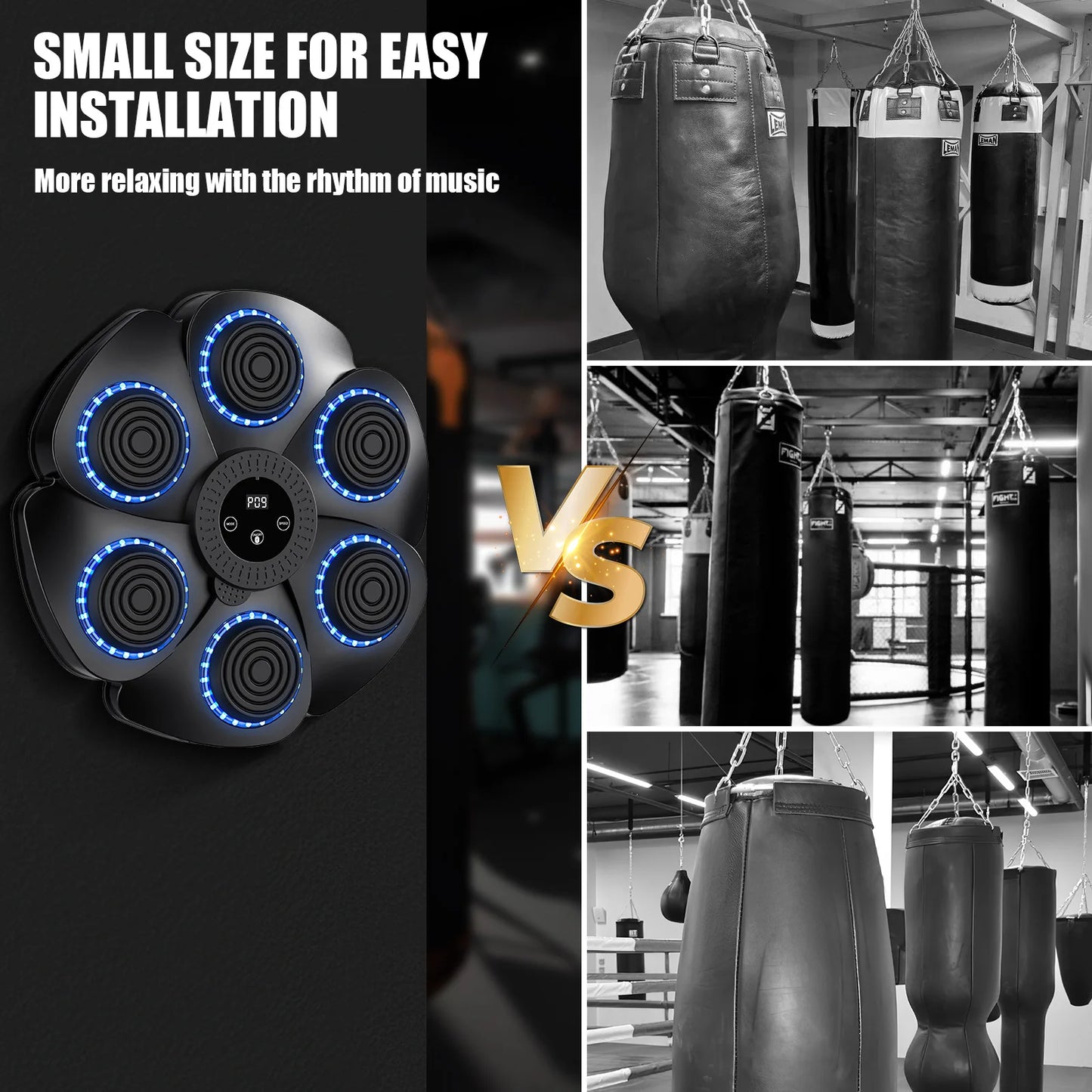 Home Gym Smart Bluetooth Music Boxing Machine Gloves-9 Modes Training, Decompression, Fighting Fitness Home Boxing Wall Target, Adults & Kids Sports Accessories