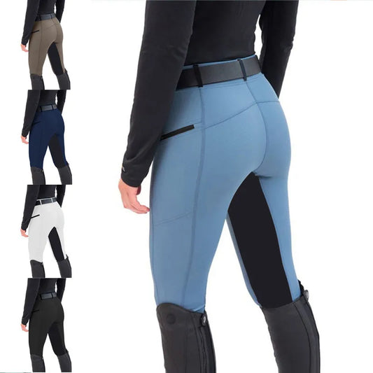 New Arrivals S-2XL UK Size 5 Colors Fashionable Jodhpurs and Casual Equestrian Pants with Slim Fit Silicone Anti-Slip and Elastic Splicing, Horse Riding Pants Leggings Equestrian Fashion Apparel Supplies