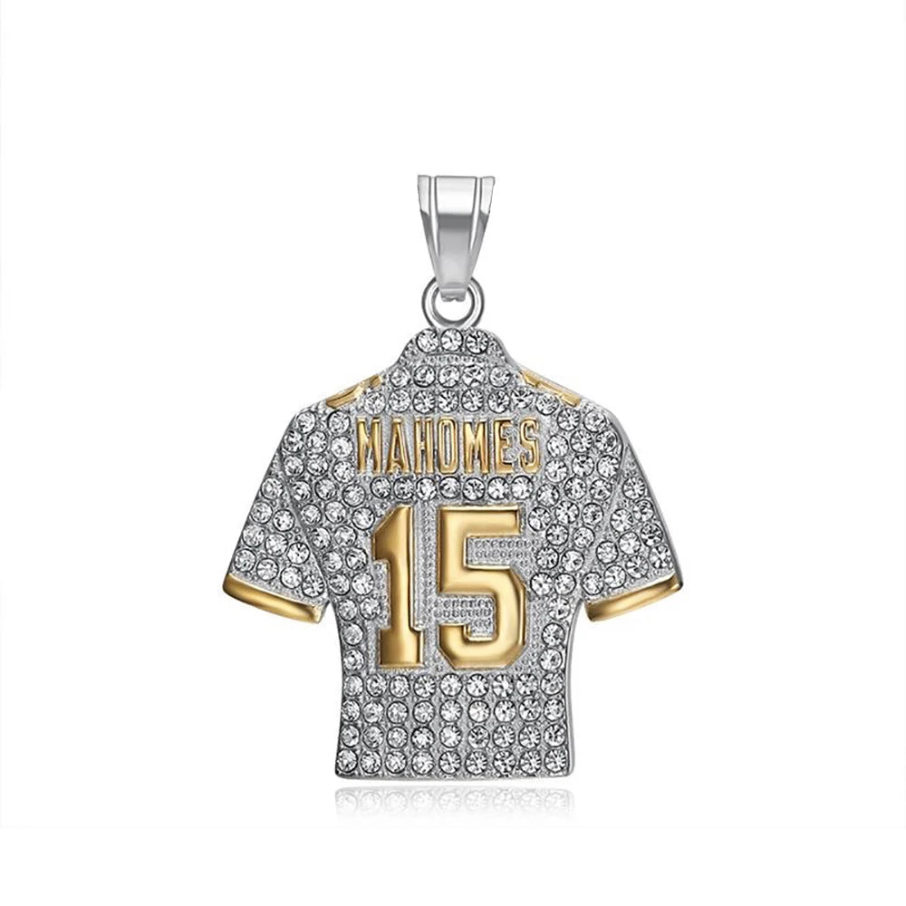 Fashion Football Jersey Messi Cristiano Ronaldo Neymar Mbappé Harland Rhinestone Necklaces + 60cm Gold Chain Men Stainless Steel Soccer Fans Hip Hop Jewelry Accessories