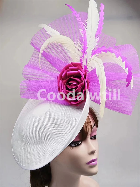 NEW Arrivals 15 Colors/Patterns Luxury Elegant Flower Fascinator Pillbox Cap Wedding Women Fascinator Hat Headband Kentucky Derby Ladies Millinery Cap Mesh Bride Hats