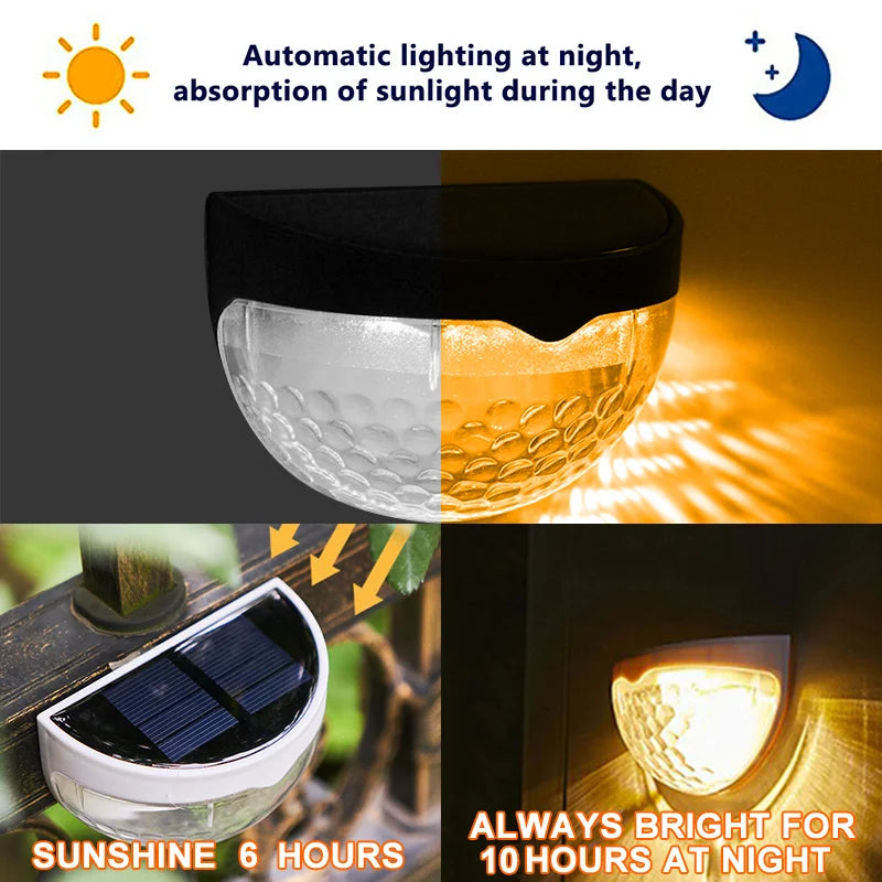 20PCs 6LED Solar Wall Light Outdoor Wall Lamps Waterproof Energy Lamps Step Courtyard Garden Decoration Lights
