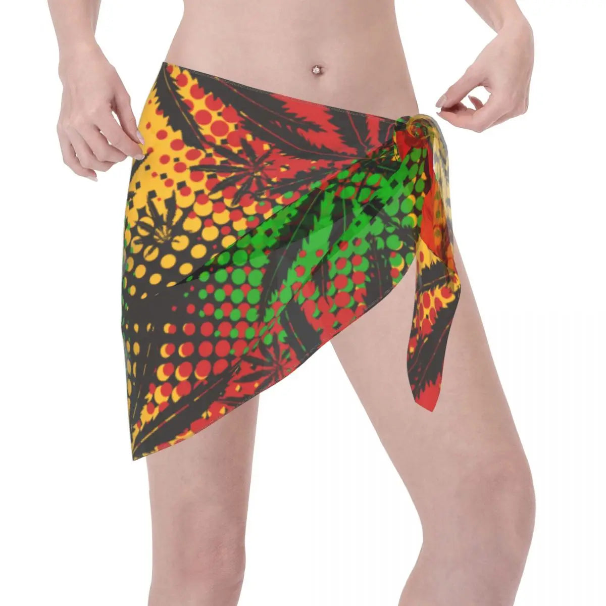 Marijuana Cannabis Rastafarian Women Beach Bikini Cover Up Wrap Chiffon Swimwear Pareo Scarf Sarong Weed Beach Bikini