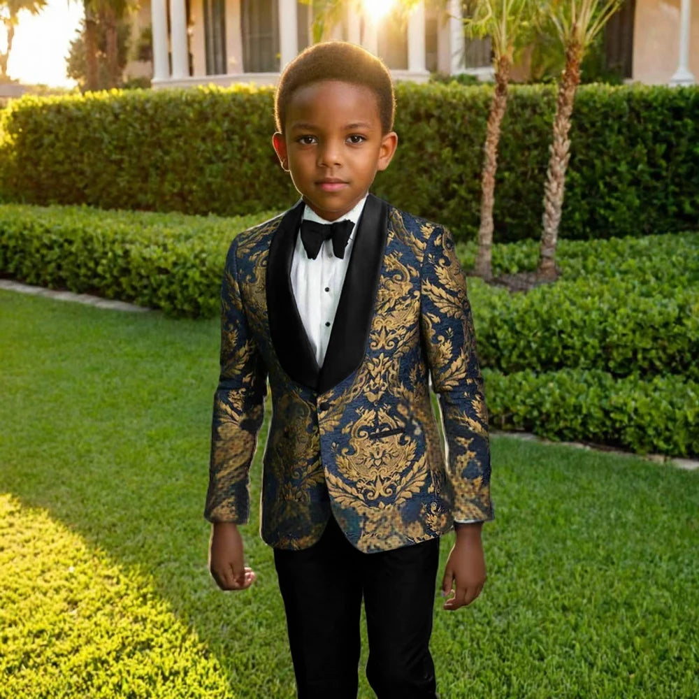 New Arrivals 2PCS Set High Quality Boys Luxury Blazer Pants Set For Birthday Wedding Evening Party Special Formal Events Classic Child Regular Fit Suits Wedding Ring Bearer Outfit Children Luxury Fashion Clothing Supplies
