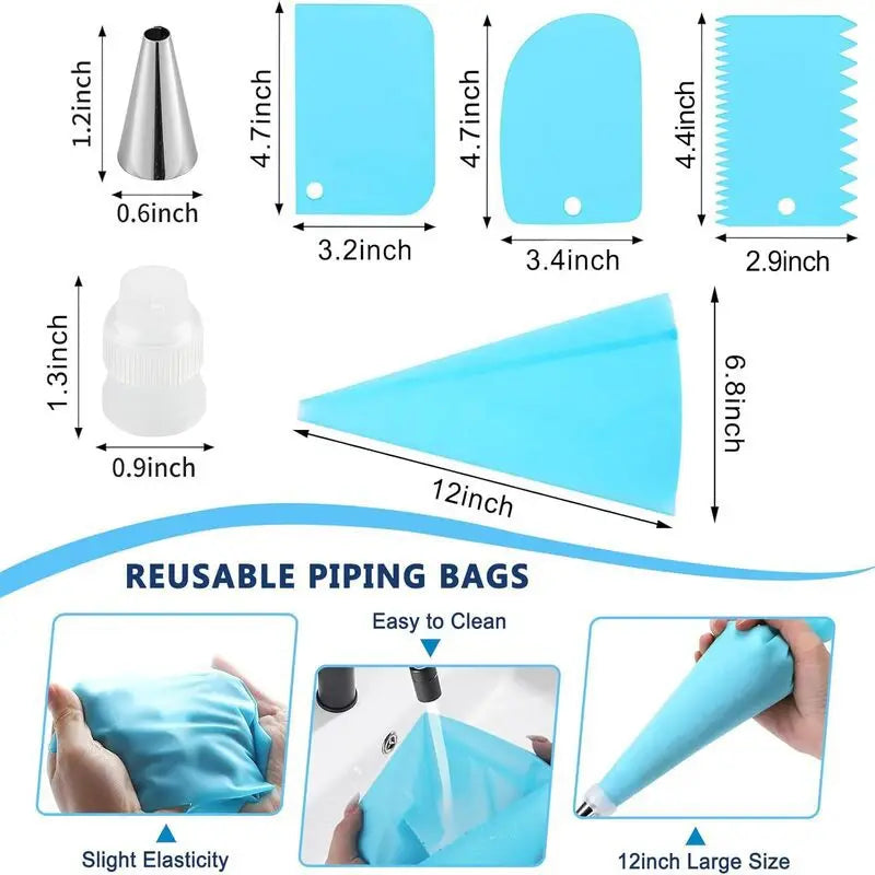 15 PCS Full Set Piping Pastry Bag with Nozzles Set for Confectionery Tips Baking and Bakery Accessories Spatula Smoothing Cake Decoration Tools Cooking Accessories Kitchen Supplies