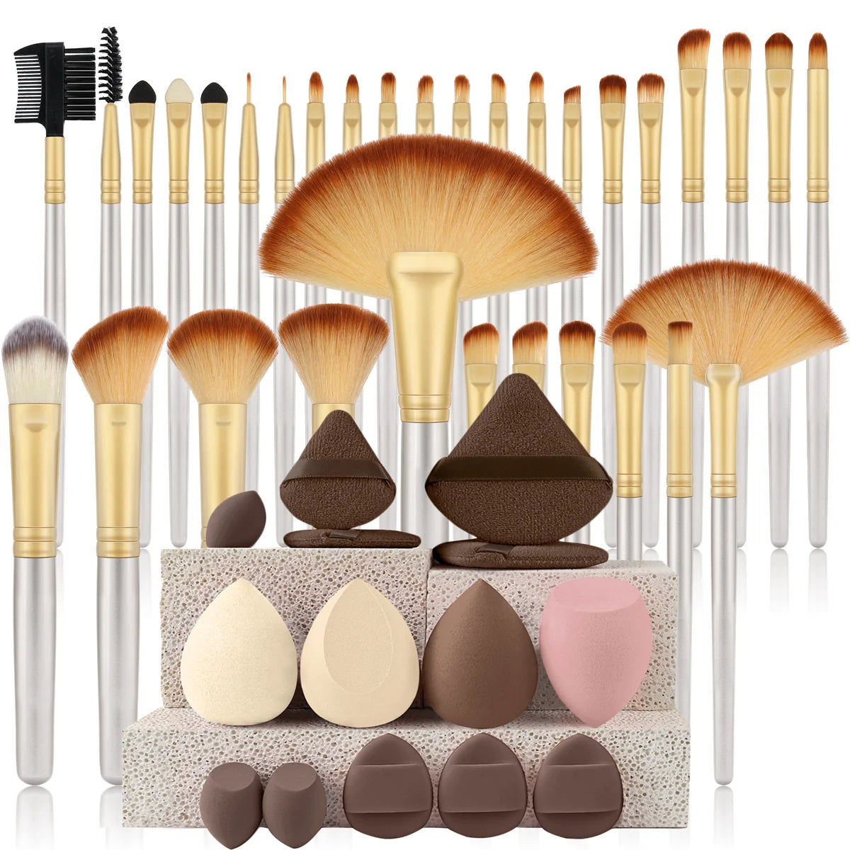 32 PCS Set 27 Colors  Professional Makeup Brush Set Cosmetic Tools for Powder Eye Shadow Foundation Blush Blending Beauty Makeup Brush Kit for Makeup Starters Women Cosmetic Tool Sets