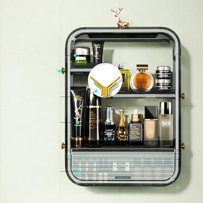 Bathroom Wall Shelf Multifunctional Double-Layer Make Up Organizer Storage Rack  Plastic Desk Shelf Cosmetic Sundries Organizer
