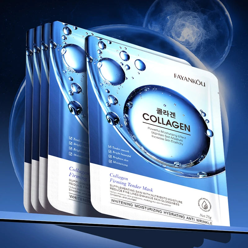 10 PCS Set Korean Collagen Anti Wrinkles Face Mask Moisturizing Anti-Aging Whitening Facial Masks Sheet Mask Korean Skin Care Cosmetics