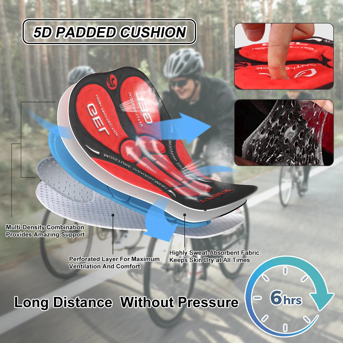 S-3XL Plus Size Cycling Underwear Gel Pad Breathable Non-Slip Men Cycling Shorts Shockproof Bicycle Under Pant MTB Road Bike Riding Shorts Male Sports Apparel Accessories